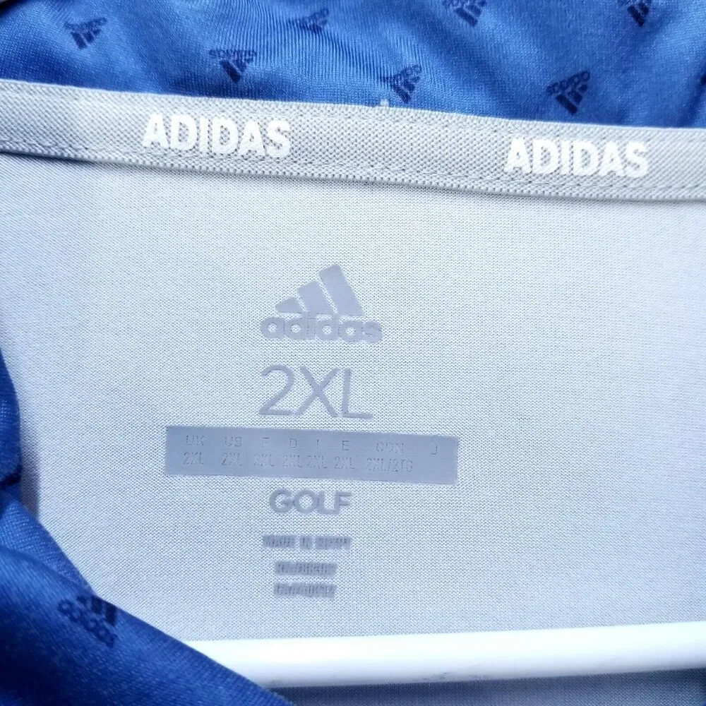 Adidas Polo Golf Shirt Mens 2XL Blue Performance‎ Fit Short Sleeve Collared